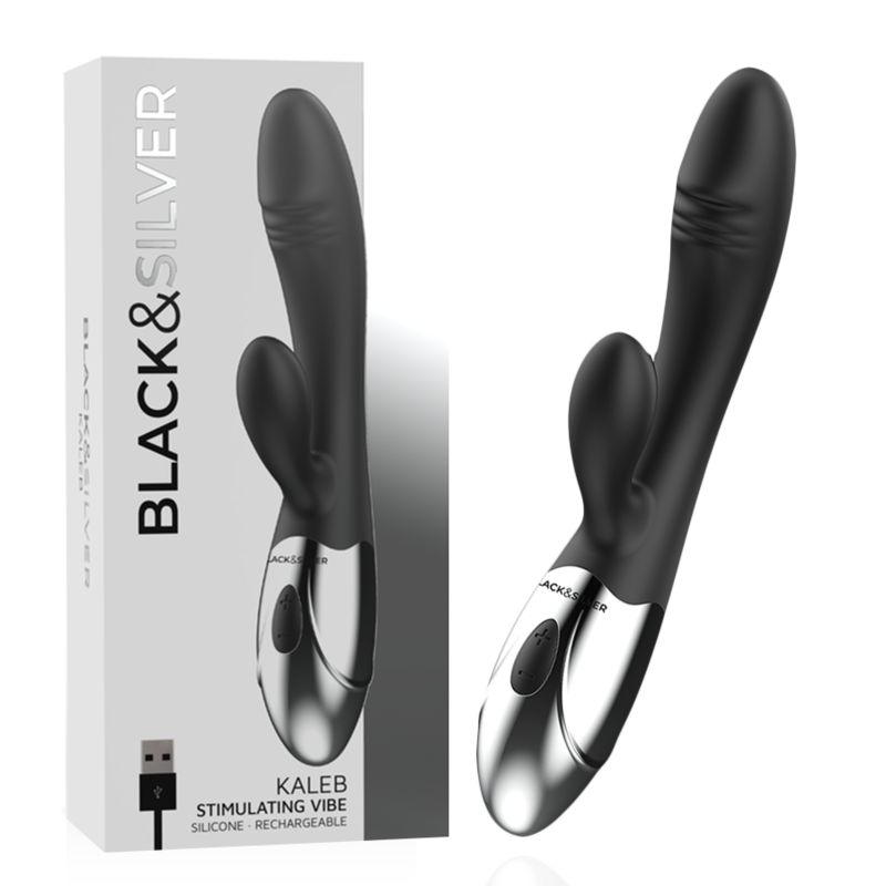 BLACK&SILVER - KALEB VIBRADOR RABBIT SILICON MILTI FUNCION BLACK&SILVER