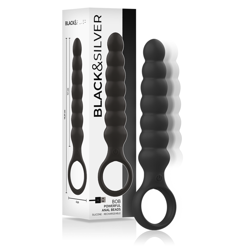 BLACK&SILVER - BOB POTENTE VIBRADOR DILATADOR ANAL SILICONA BLACK&SILVER