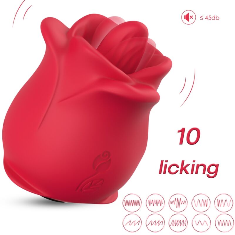 Armony - Rosa Vibrador Estimulador Con Lengua Clitoris 10 Modos Rojo