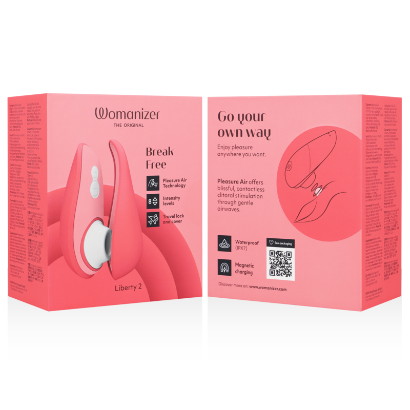 WOMANIZER - LIBERTY 2 ESTIMULADOR & ONDAS ESTIMULADORAS CLÍTORIS ROSA
