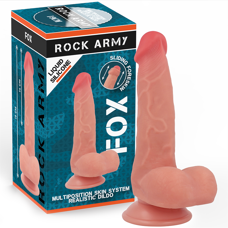 ROCKARMY - FOX DILDO REALISTA DDUAL DENSITY LIQUID SILICONE 19 CM -O- 3.2 CM ROCK ARMY