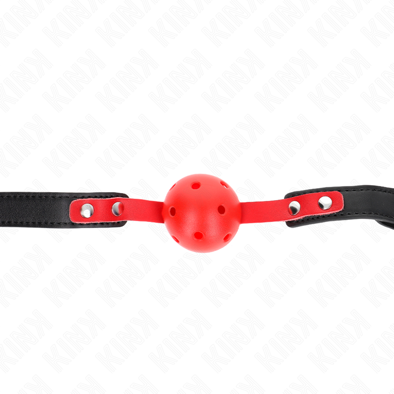 KINK - MORDAZA DE BOLA 4 CM DURA HUECA ROJO CORREA NEGRA 60 x 2 CM AJUSTABLE 37-52 CM KINK COLLAR & GA