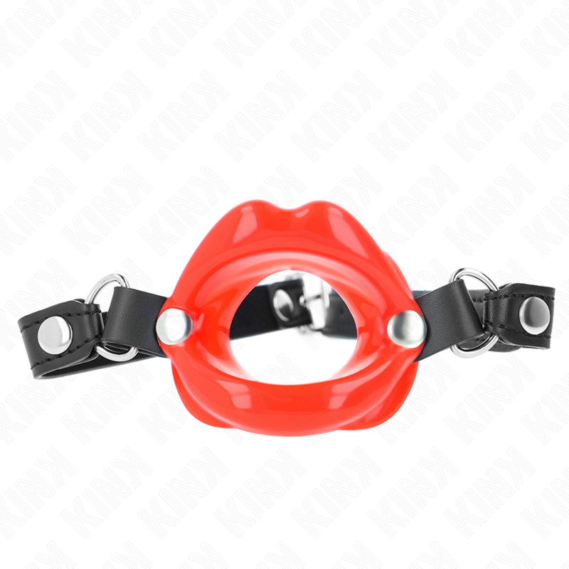 KINK - MORDAZA LABIAL 8 CM CON CORREA DE POLIPIEL ROJO 63 x 2 CM AJUSTABLE 39-58 CM KINK COLLAR & GA