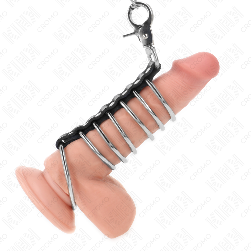 KINK - 7 ANILLOS PENE METAL 3.8 CM A 5 CM CONECTADOS CON POLIPIEL Y CADENA METAL 100 CM KINK RING POWER