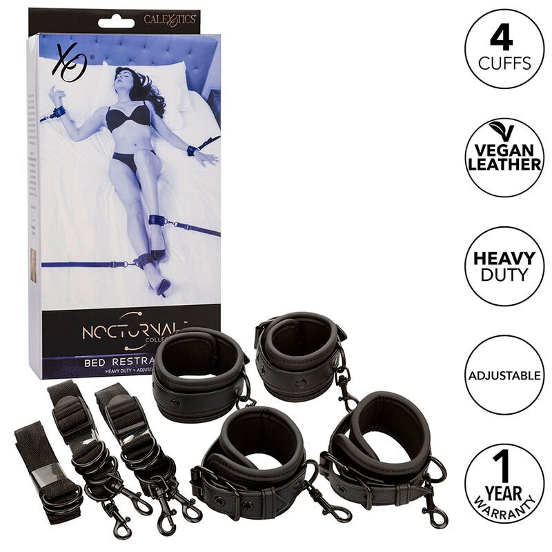 CALEXOTICS - NOCTURNAL RESTRICCIONES DE CAMA CUERO AJUSTABLE NEGRO CALEXOTICS