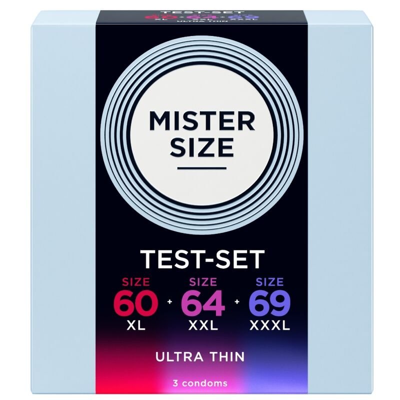 MISTER SIZE - SAMPLE PACK CONDOMS SIZE 60-64-69 MM (3 UNITS) MISTER SIZE