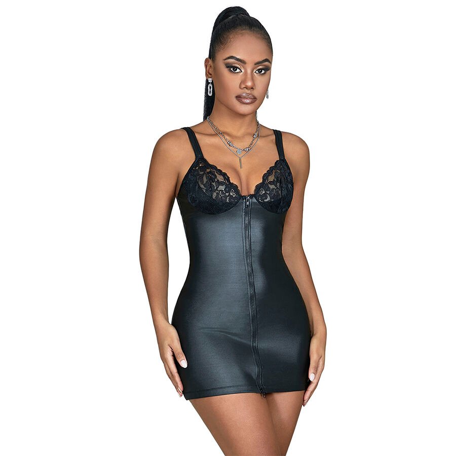 SUBBLIME - 957575 VESTIDO DE CUERO CON CREMALLERA NEGRO L/XL SUBBLIME DRESSES