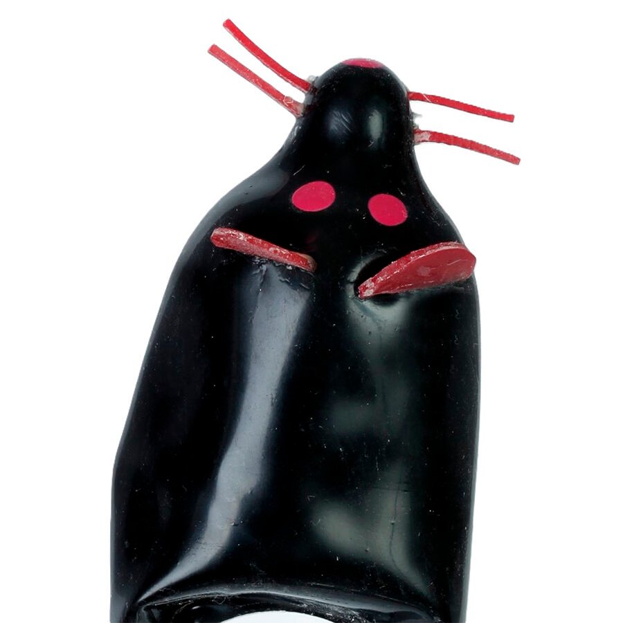 CONDOMERIE - PRESERVATIVO DECORATIVO PINTADO A MANO RATÓN NEGRO XL CONDOMERIE