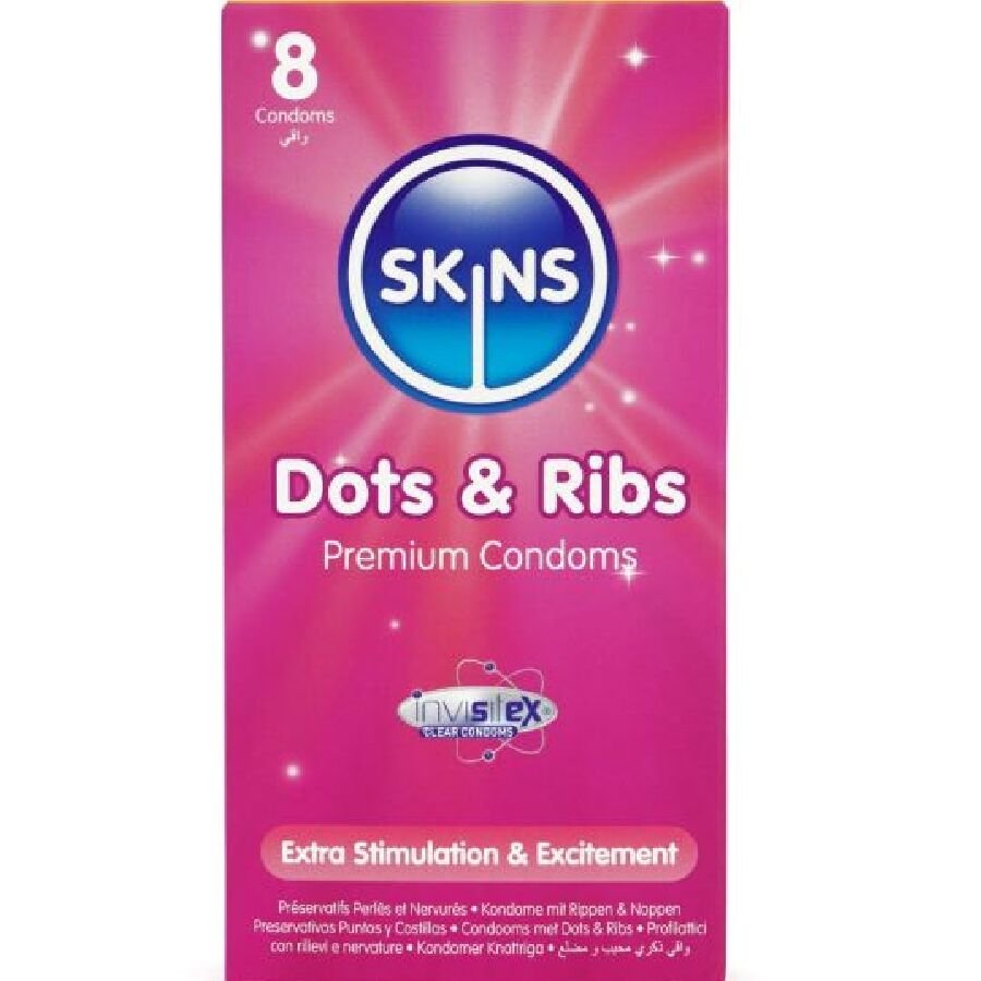 Comprar Skins - Dots & Ribs Preservativos Premium Pack 8 Skins - Dots & Ribs Preservativos Premium Pack 8