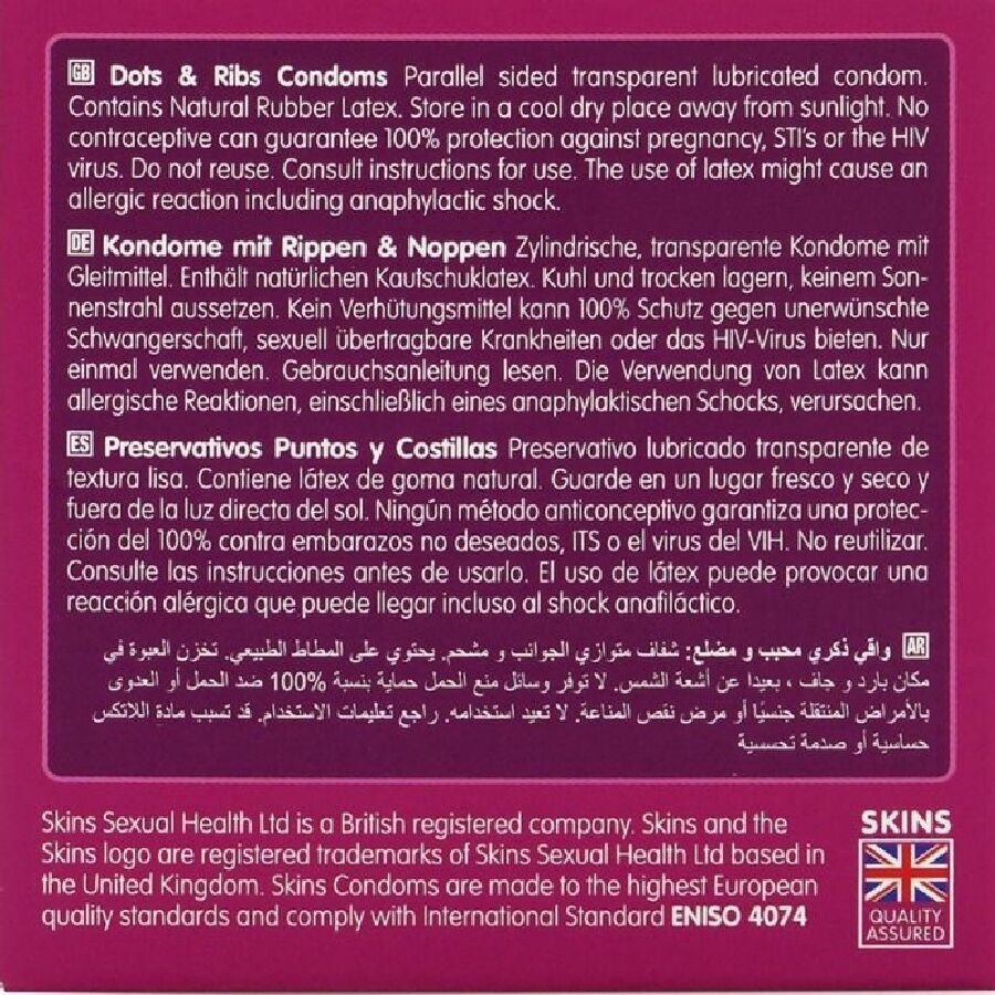 SKINS - DOTS & RIBS PRESERVATIVOS PREMIUM PACK 4