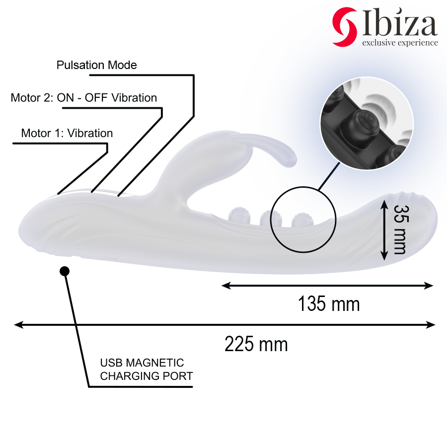 Ibiza - Vibrador Rabbit Perlas Con Pulsación IBIZA - VIBRADOR RABBIT PERLAS CON PULSACIÓN