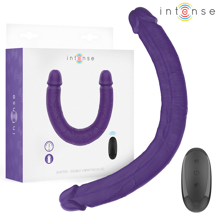 INTENSE - GUNTER DILDO DOBLE VIBRADOR 40 CM MORADO CONTROL REMOTO INTENSE FUN