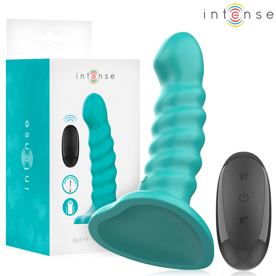 INTENSE - BUFFY VIBRADOR TALLA S DISEÑO EN ESPIRAL 10 VIBRACIONES AZUL CONTROL REMOTO INTENSE FUN