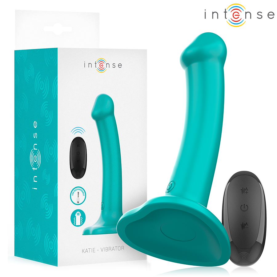 INTENSE - KATIE VIBRADOR CON VENTOSA 10 VIBRACIONES AZUL OSCURO CONTROL REMOTO INTENSE FUN