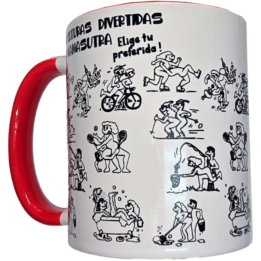 Comprar Diablo Picante - Taza Blanca Posturas Kamasutra & Asa Roja 370 Ml