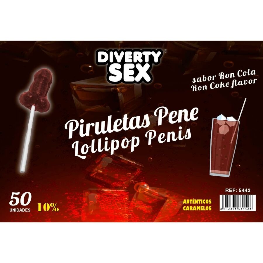 Comprar Diablo Goloso - 50 Piruletas Pene Ron Cola 10% Alcohol