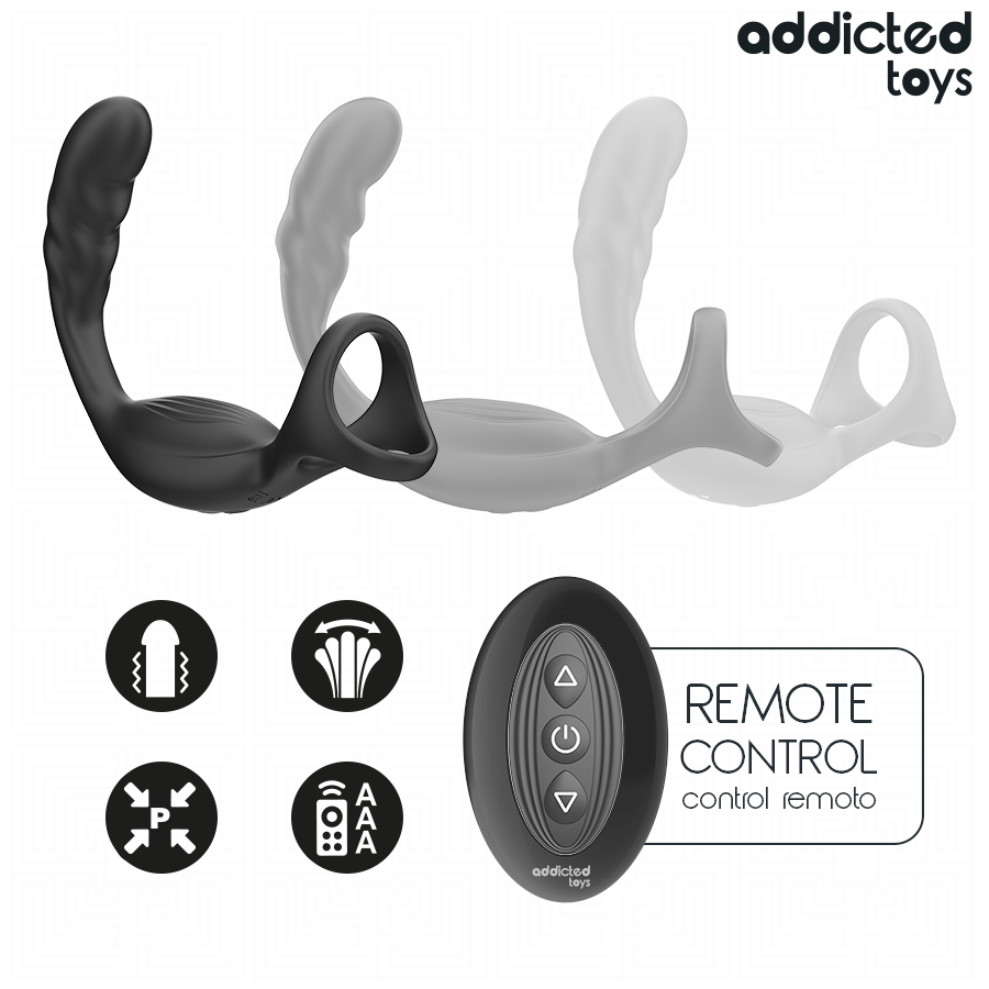 ADDICTED TOYS - ANILLO DOBLE VIBRADOR PROSTÁTICO CONTROL REMOTO