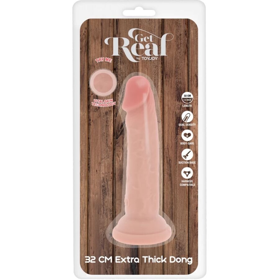 GET REAL - DILDO DELUXE DONG GRUESO DE DOBLE DENSIDAD TPE 32 CM