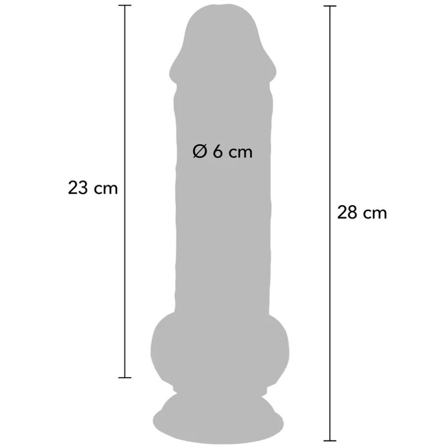 GET REAL - PENE REALÍSTICO DELUXE CON TESTÍCULOS EXTRA GRUESO 28 CM