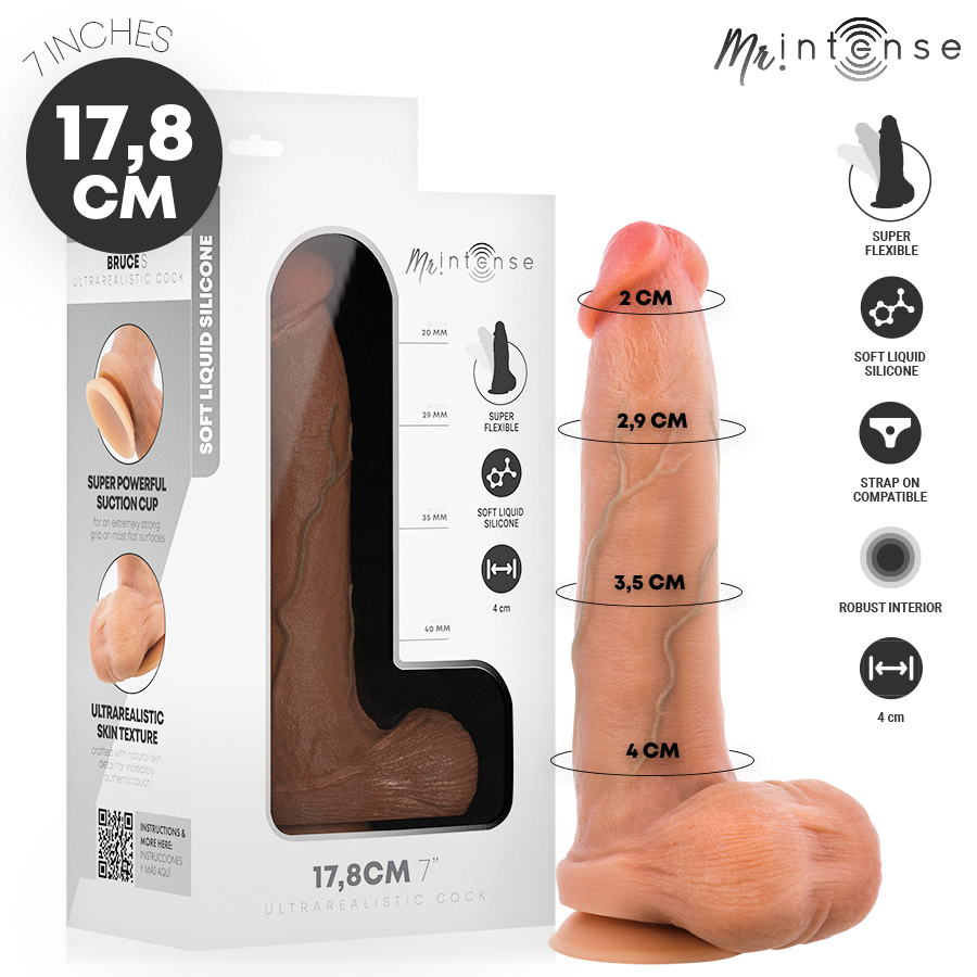 MR INTENSE - BRUCE S SILICONE DILDO WITH TESTICLES 17.8 CM -Ø- 4 CM MR. INTENSE DILDOS