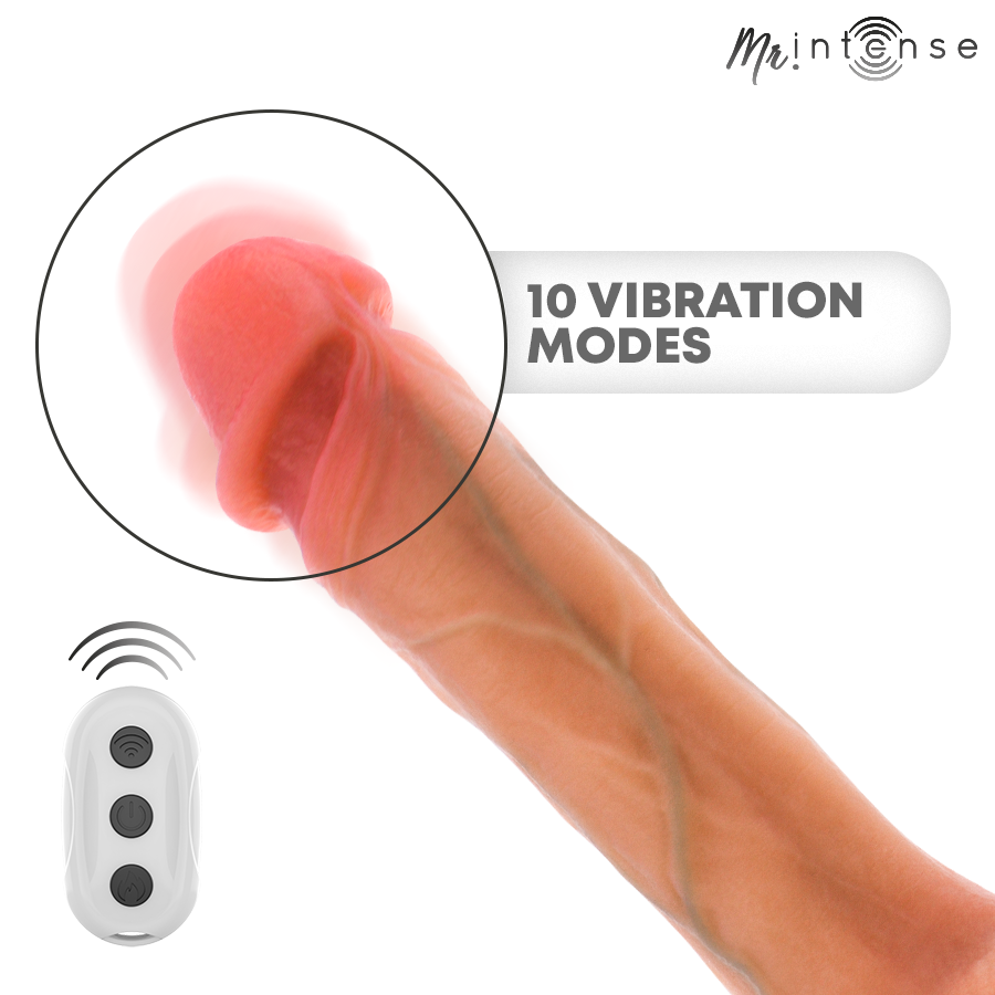 MR INTENSE - BRADLEY VIBRATOR DILDO WITH HEAT EFFECT AND REMOTE CONTROL 21 CM -Ø- 4.2 CM