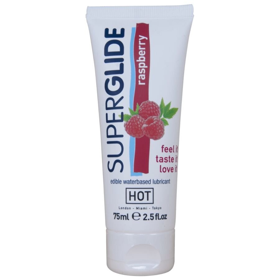 Hot - Superglide Lubricante Comestible Base Agua Frambuesa 75 Ml