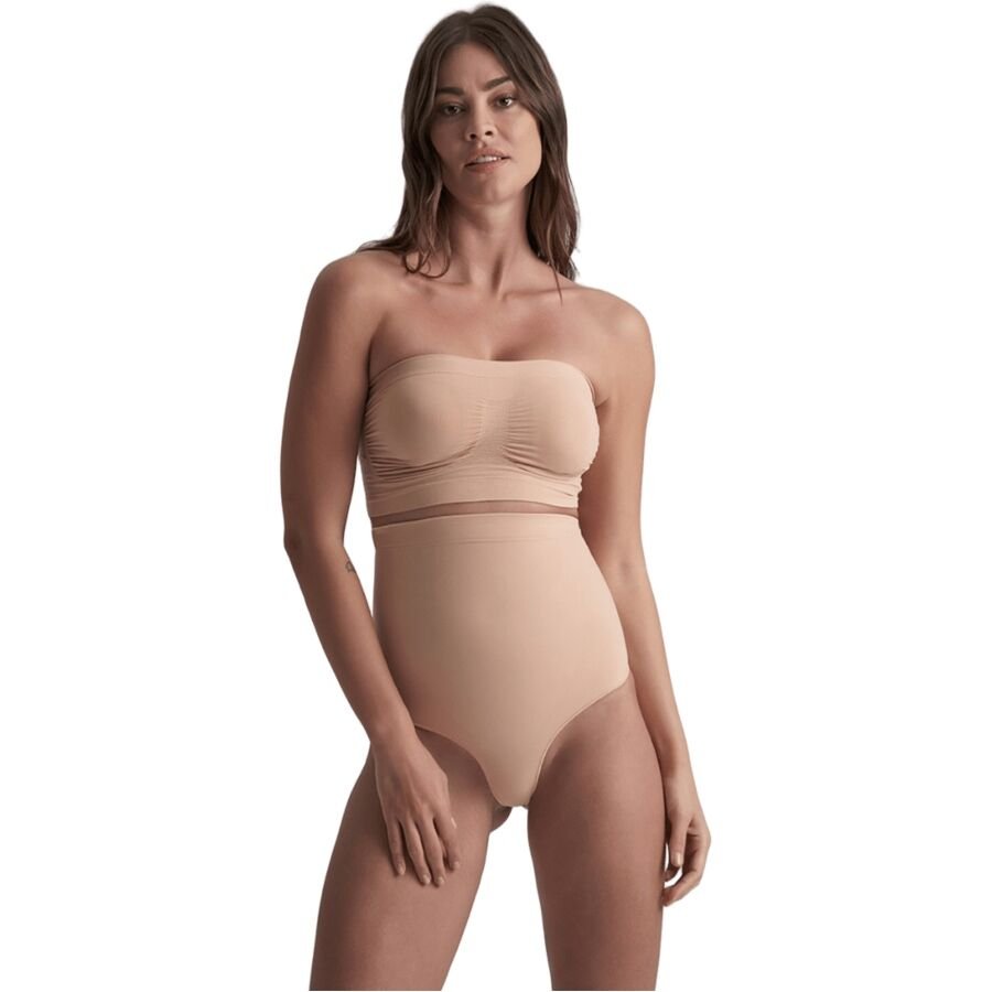 BYE-BRA - SOFT TOUCH SEAMLESS HIGH WAIST THONG BEIGE SIZE XXL