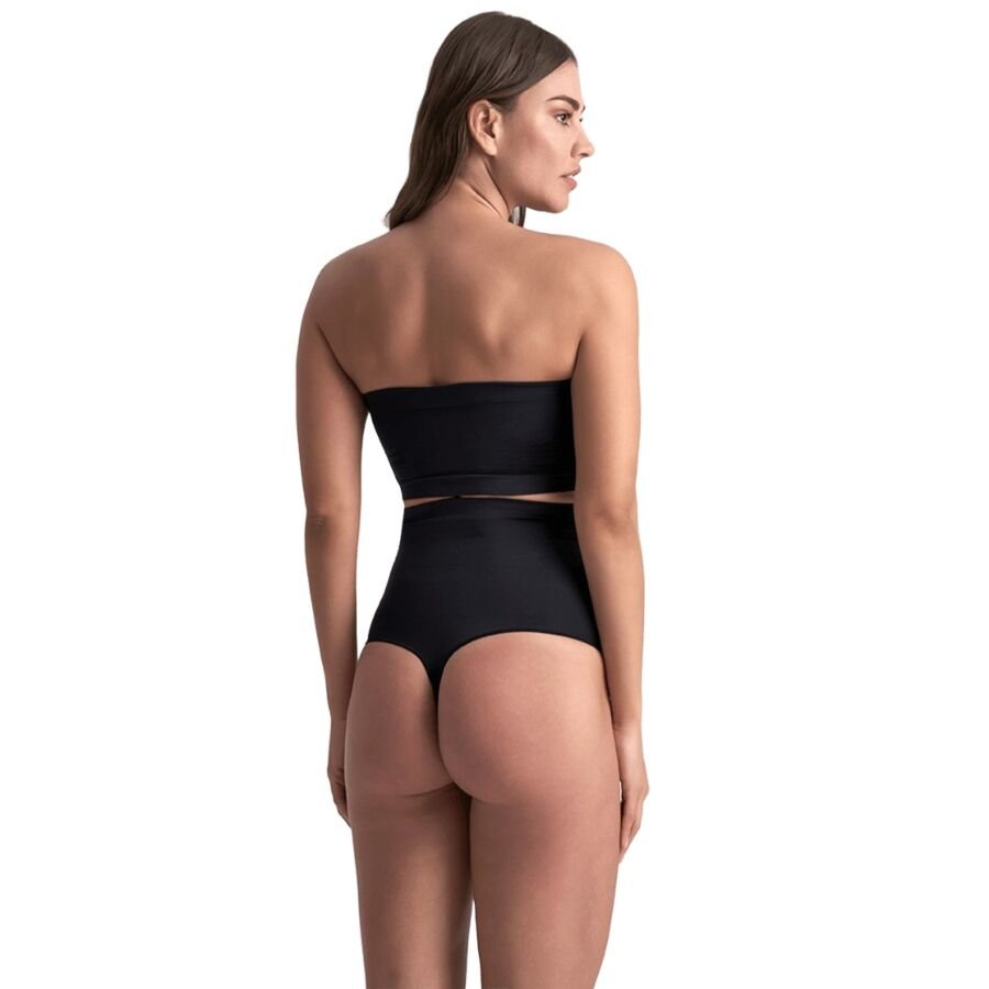 BYE-BRA - SOFT TOUCH SEAMLESS HIGH WAIST THONG BLACK SIZE XL
