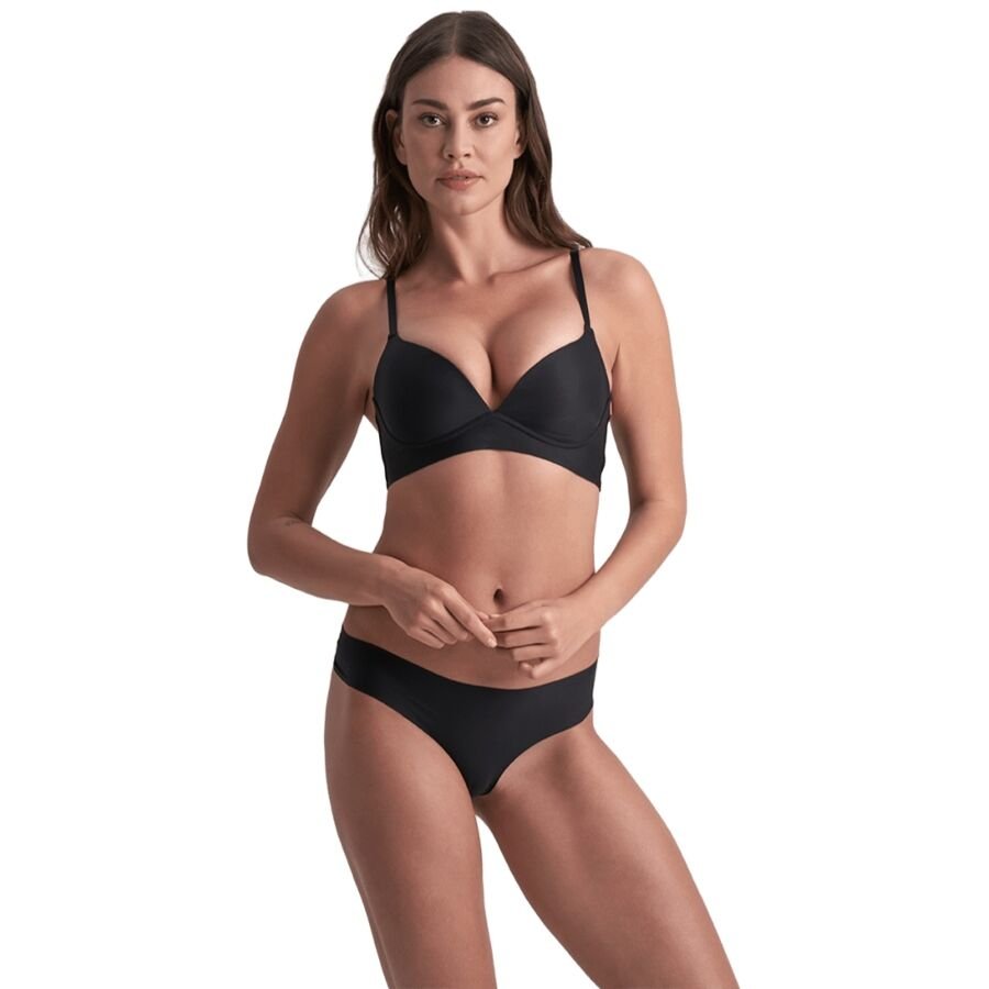 BYE-BRA - INVISIBLE THONG 2 PACK BEIGE & BLACK SIZE M