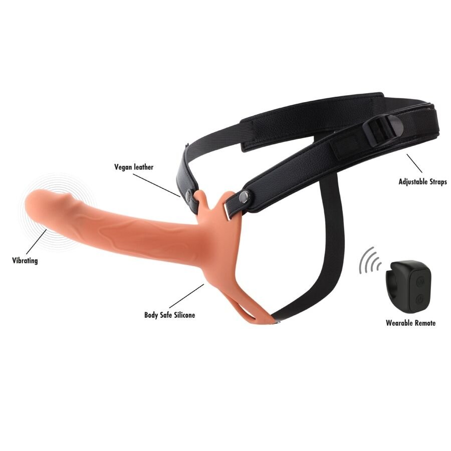 HIDDEN DESIRE - INFERNO STRAP-ON FUNDA PARA PENE CON VIBRACIÓN 18 CM