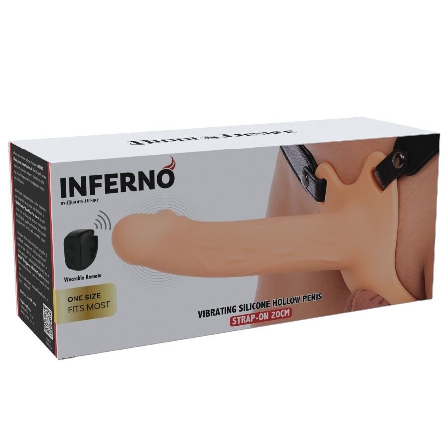 HIDDEN DESIRE - INFERNO STRAP-ON FUNDA PARA PENE CON VIBRACIÓN 20 CM