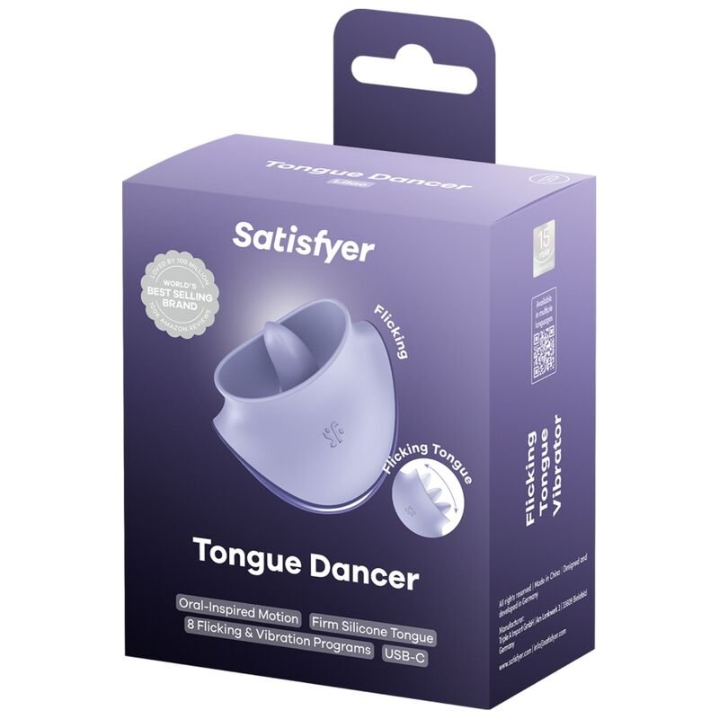 SATISFYER - TONGUE DANCER CLITORAL STIMULATOR WITH VIBRATION AND PULSATIONS LILAC