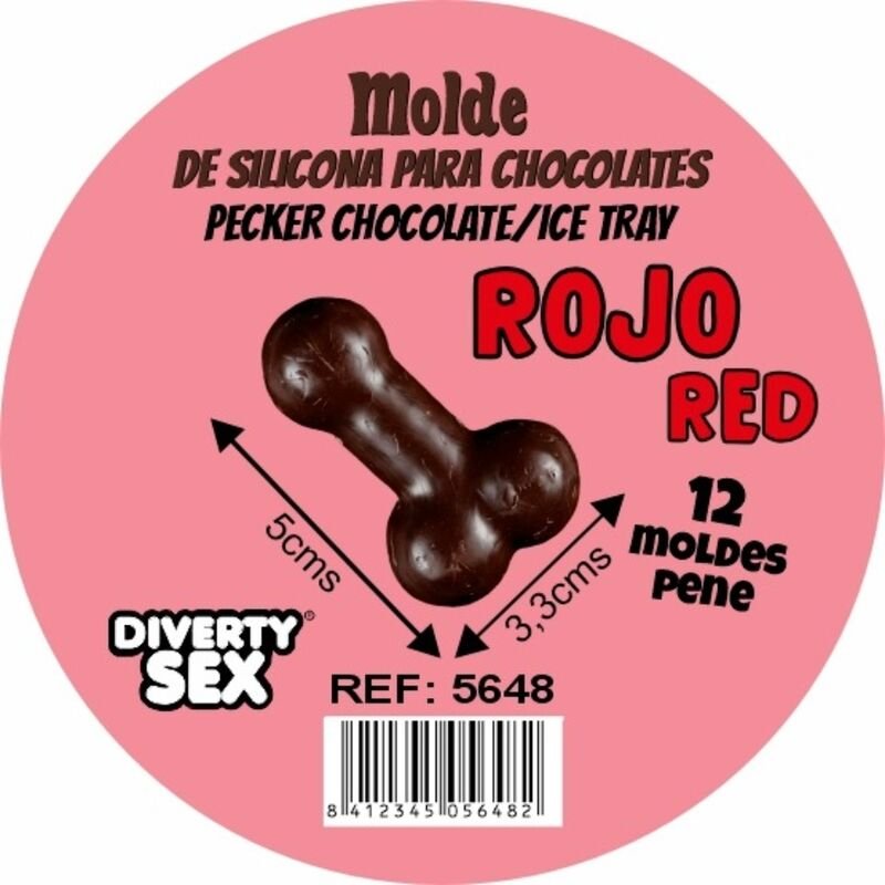 DIABLO PICANTE - CHOCOLATE MOLD WITH 12 SILICONE PENISES FOR HANGING RED DIABLO PICANTE