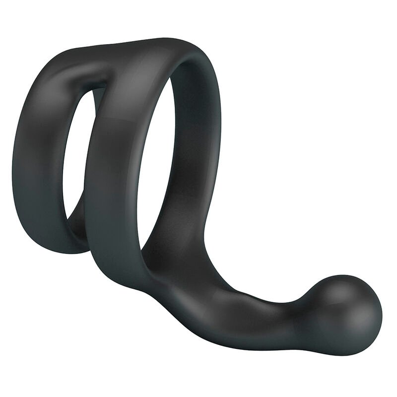 CRAZY BULL - YANCY DOUBLE COCK AND BALL RING BLACK
