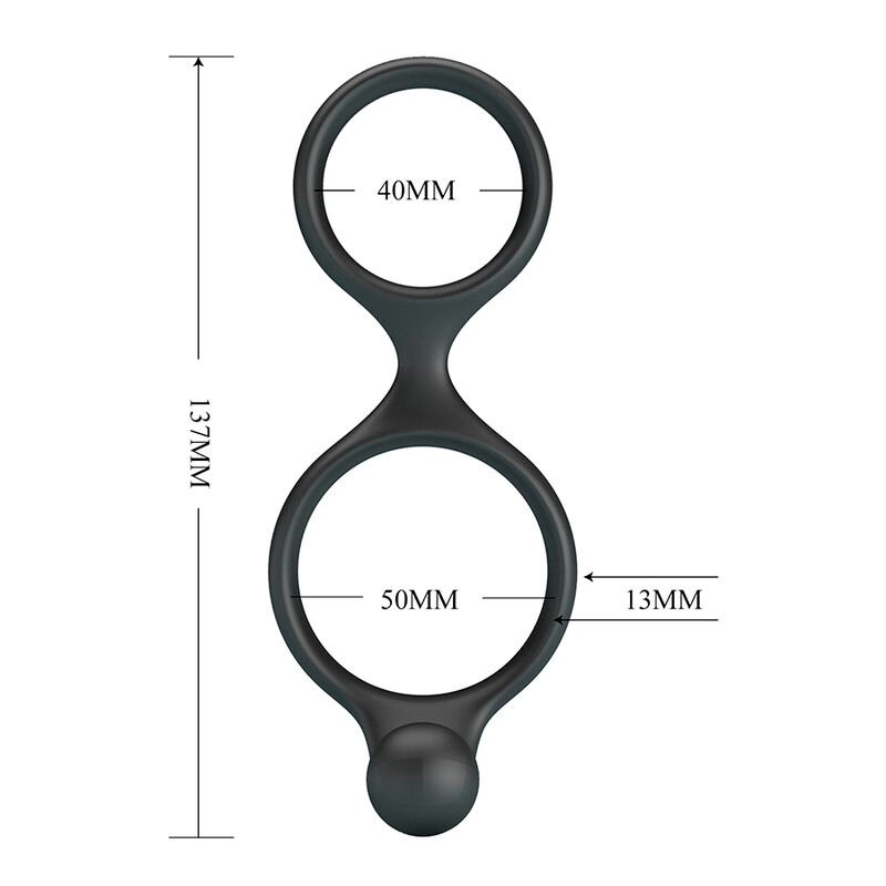 CRAZY BULL - FLORIAN DOUBLE COCK AND BALL RING BLACK