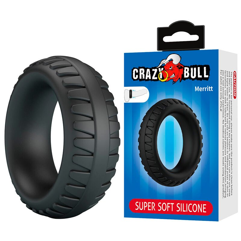 CRAZY BULL - MERRITT TEXTURED SILICONE COCK RING BLACK CRAZY BULL