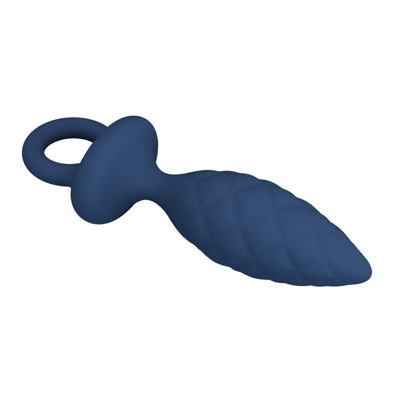MR PLAY - TEXTURED ANAL PLUG WITH RING BLUE M