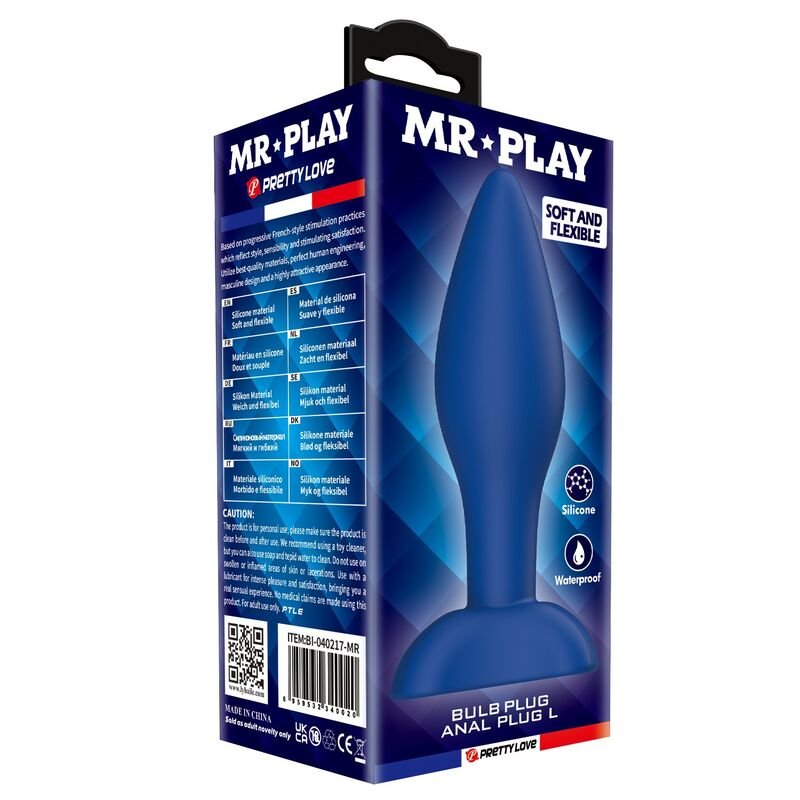 MR PLAY - TAPERED SILICONE ANAL PLUG BLUE L