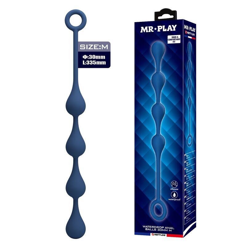 MR PLAY - BLUE SILICONE ANAL BEADS SIZE M 33 CM MR PLAY