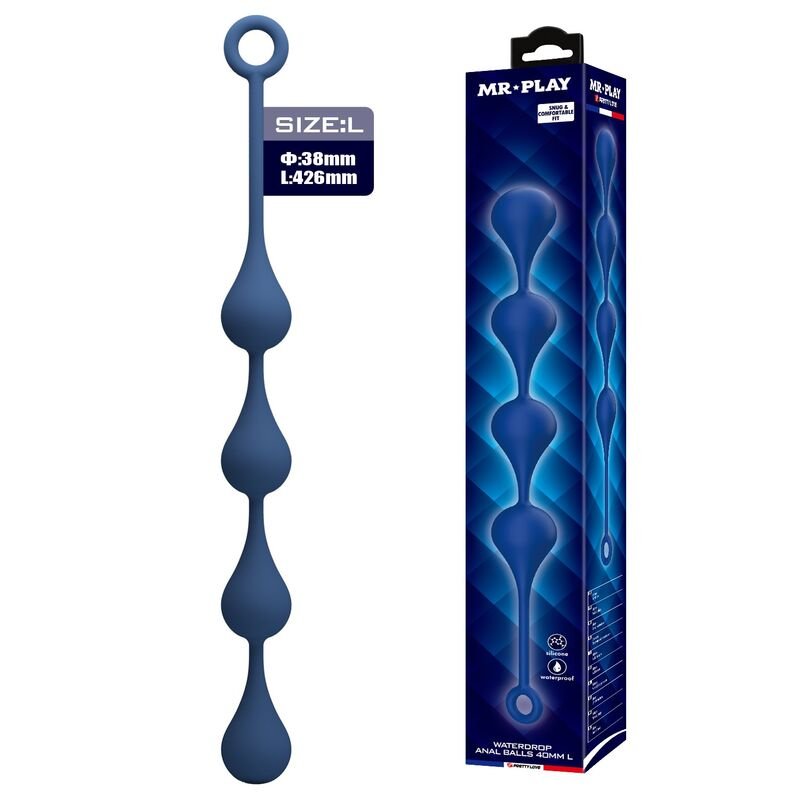 MR PLAY - BLUE SILICONE ANAL BEADS SIZE L 42.6 CM MR PLAY