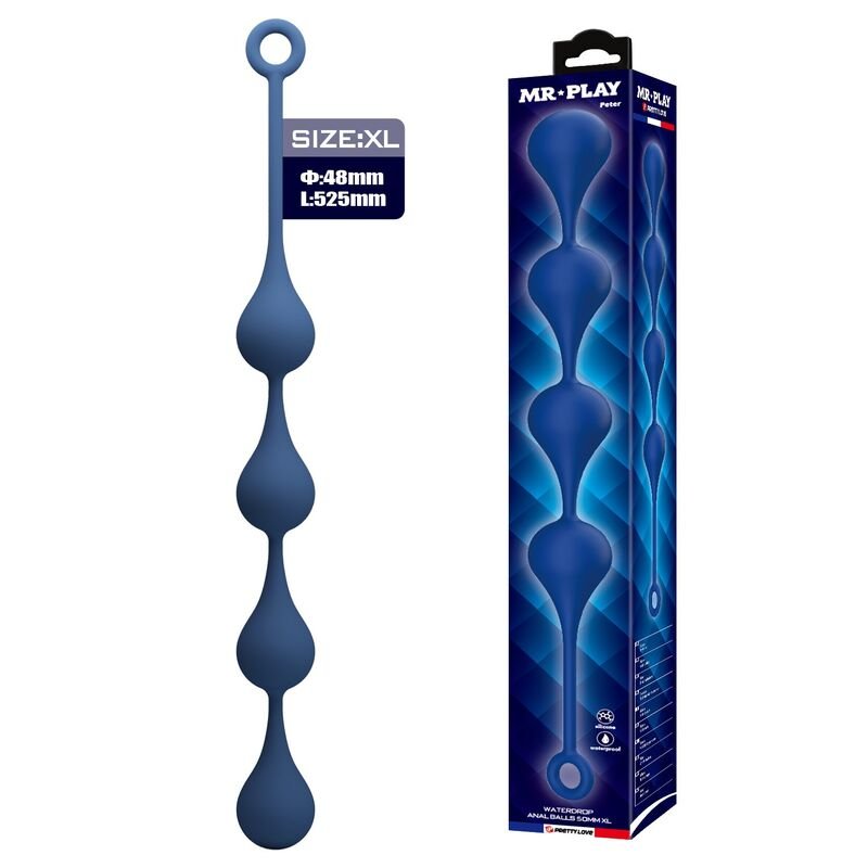 MR PLAY - BLUE SILICONE ANAL BEADS SIZE XL 52.5 CM MR PLAY