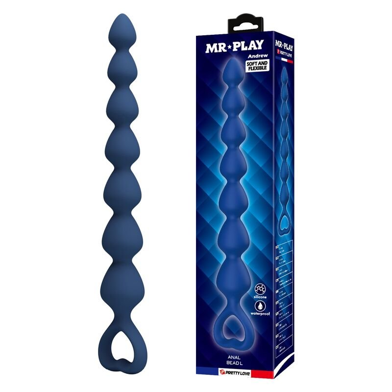 MR PLAY - BLUE SILICONE ANAL BEADS & ANAL PLUG 26.7 CM MR PLAY