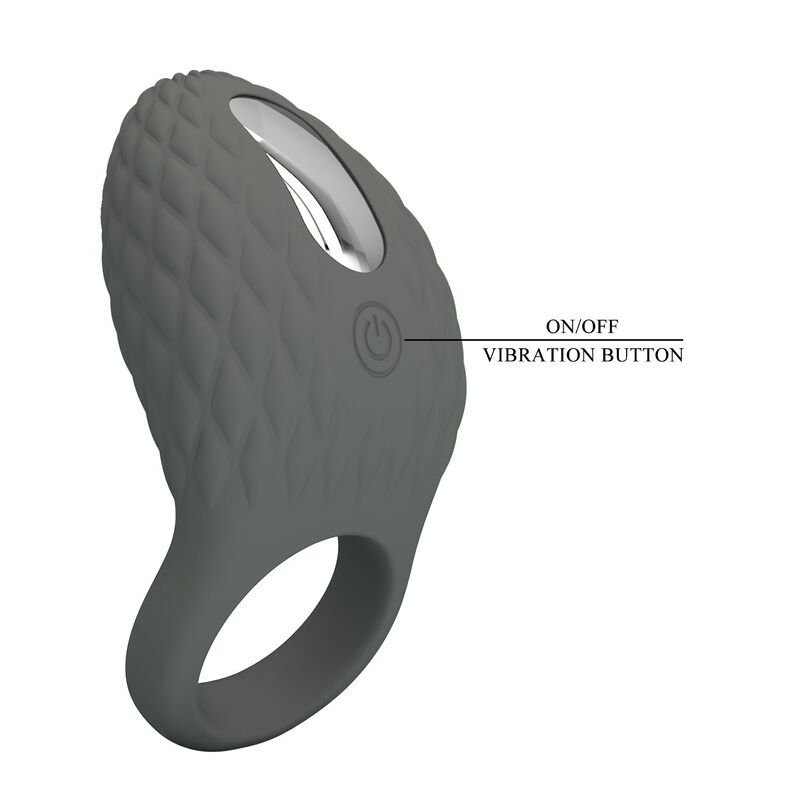 PRETTY LOVE - RECHARGEABLE TEXTURED VIBRATING RING WITH STIMULATOR