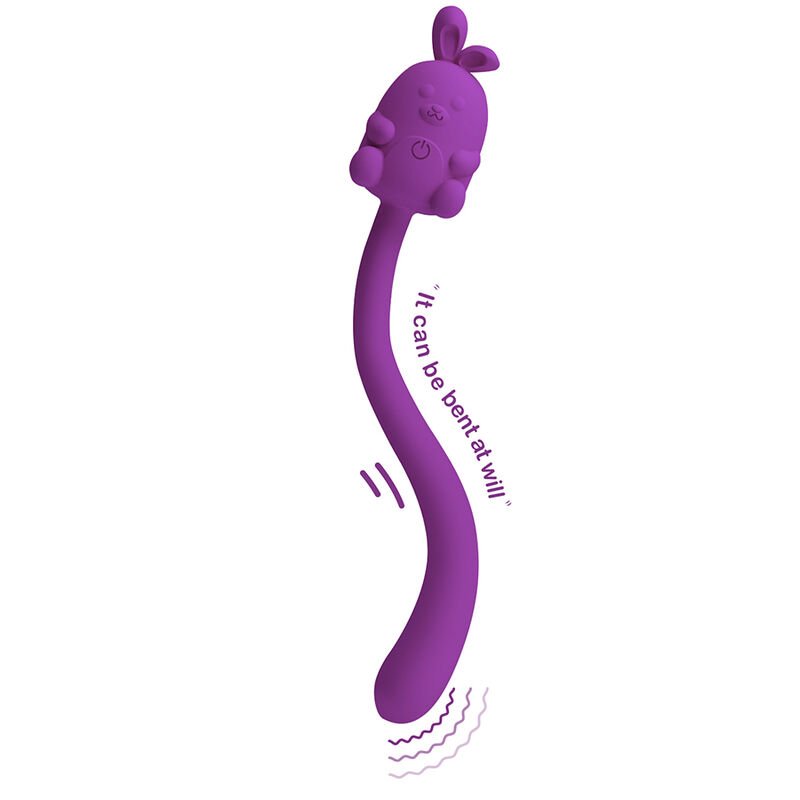 PRETTY LOVE - CUTE BUNNY FLIRTING STICK FLEXIBLE VIBRATOR USB RECHARGEABLE PURPLE