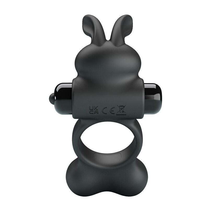 PRETTY LOVE - VIBRATING PENIS RING WITH BUNNY STIMULATOR 10 FUNCTIONS BLACK