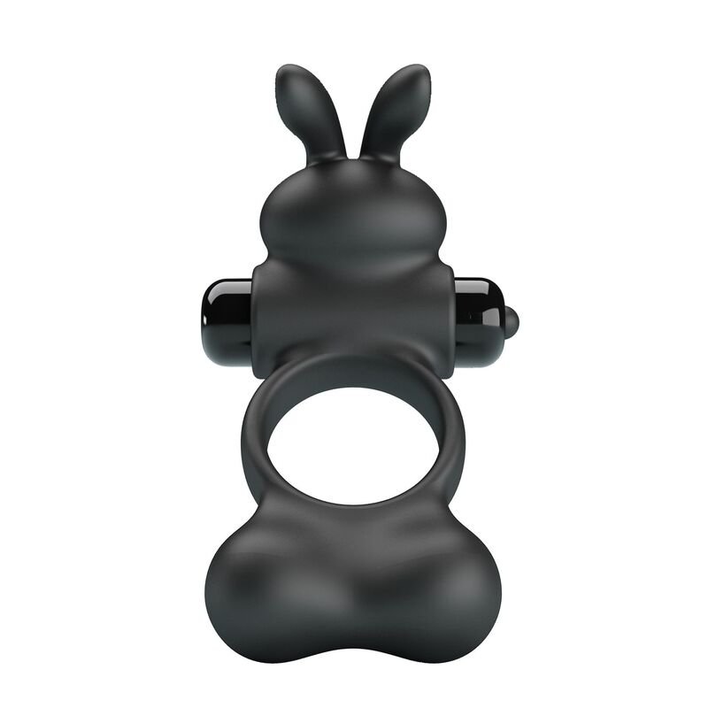 PRETTY LOVE - VIBRATING PENIS RING WITH BUNNY STIMULATOR 10 FUNCTIONS BLACK FOR HIM