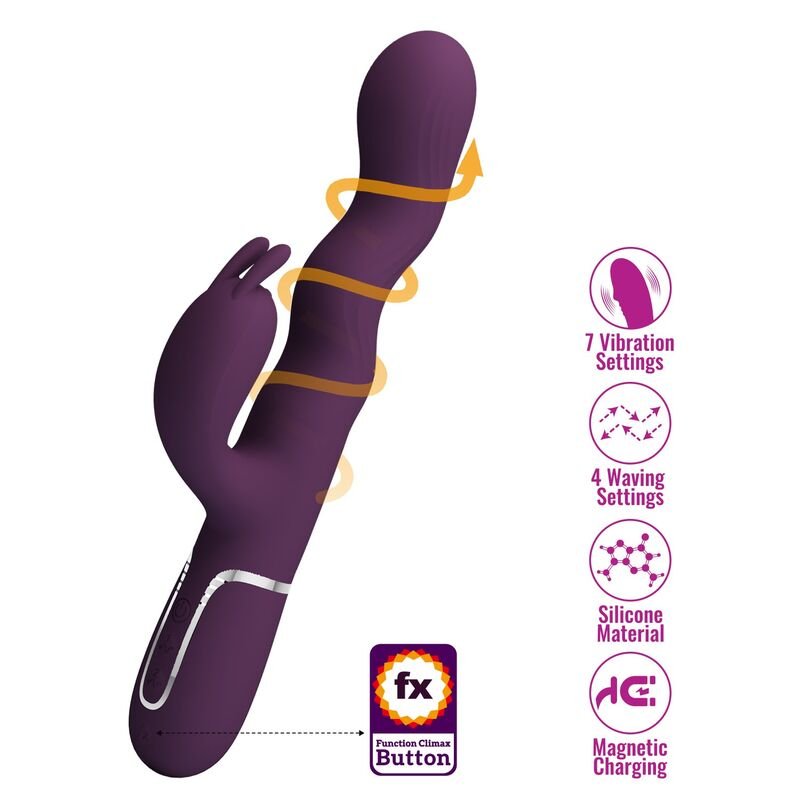 PRETTY LOVE - LOURSEN RABBIT VIBRATOR WITH THRUSTING MOTION AND 7 VIBRATIONS USB RECHARGEABLE PURPLE