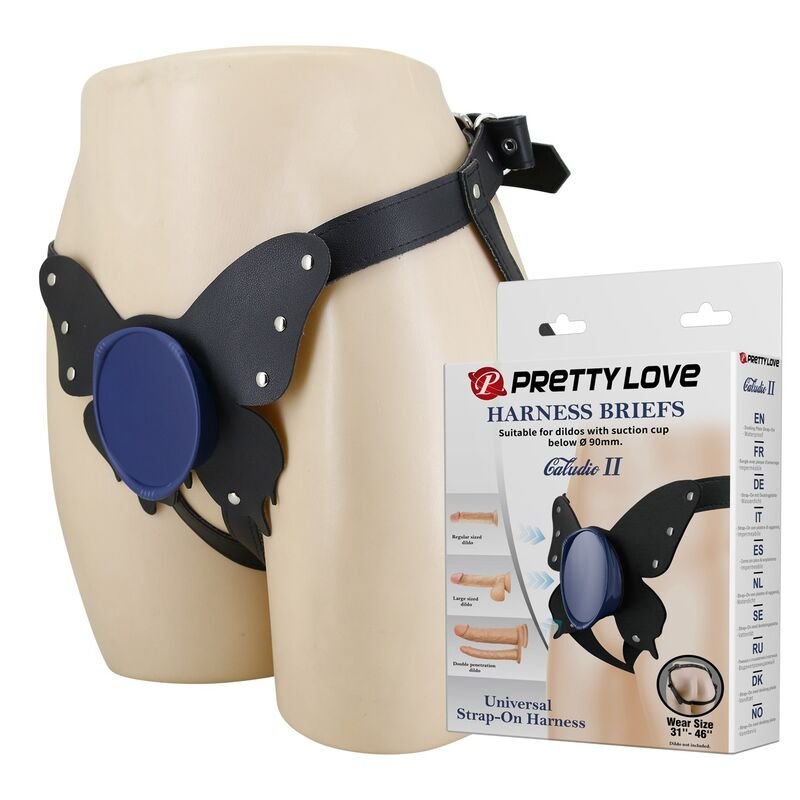 PRETTY LOVE - UNIVERSAL STRAP-ON HARNESS BRIEFS BLACK AND BLUE