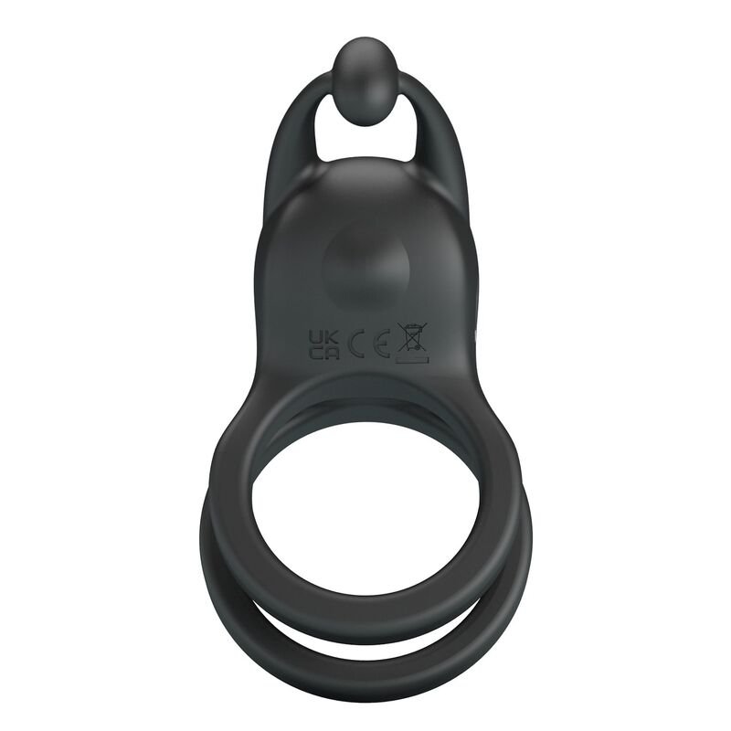 PRETTY LOVE - GOODWIN RECHARGEABLE DOUBLE VIBRATING COCK RING BLACK