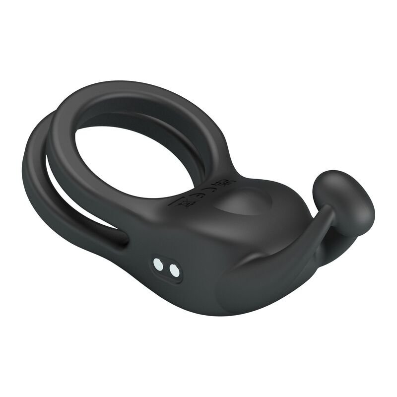 PRETTY LOVE - GOODWIN RECHARGEABLE DOUBLE VIBRATING COCK RING BLACK